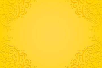 Yellow embossed vine background