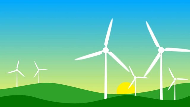 Modern windmills. Wind energy. Concept of ecology and environment - Loop