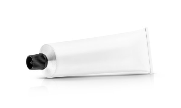 white aluminum toothpaste or cosmetic cream tube