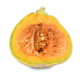 sliced pumpkin isolated on white background