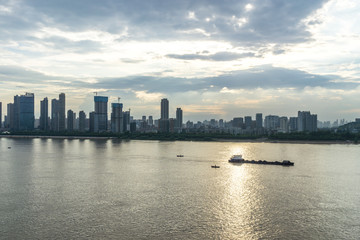 city skyline in wuhan china
