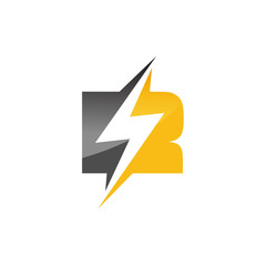 Initial letter R logo template lighting bolt design for business and company identity