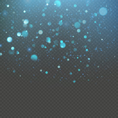 Christmas blue bokeh snowfkakes overlay effect on transparent background. EPS 10 © artifex.orlova