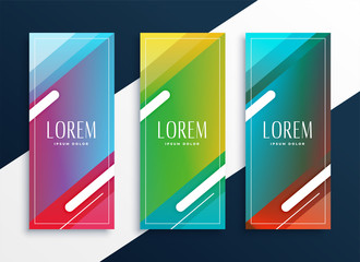vibrant set of vertical banners set in geometric style