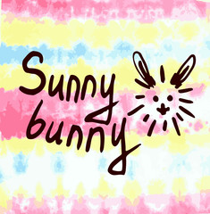sunny bunny inscription and drawing sun with hare face and ears