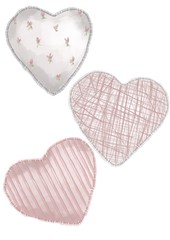 Valentines day. Watercolor style illustration of three different hearts on the flat white background