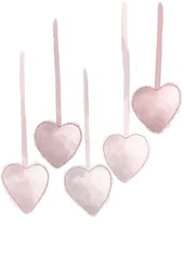 Valentines day. Watercolor style illustration of pink hearts with ropes on the flat white background