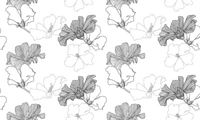 Vector tropical seamless pattern. Exotic plants isolated on white background. Abstract floral seamless pattern. Hand drawn textile print.