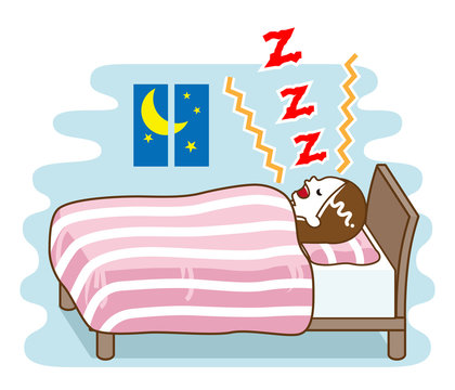 sleeping person in bed with zzz sounds clip art preview