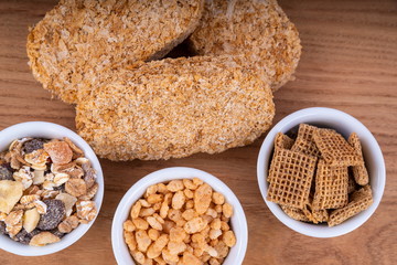 Breakfast Cereal.  Selection of high fibre breakfast cereals.