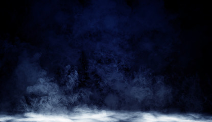 Blue fog or smoke isolated special effect on the floor. White cloudiness, mist or smog background