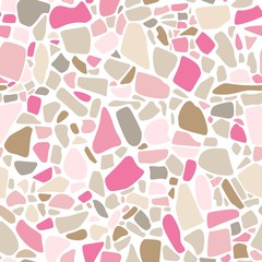 Pink terrazzo flooring seamless pattern. Vector background.