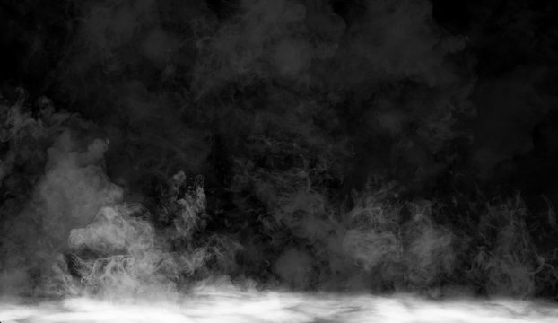 fog or smoke isolated special effect on the floor. White cloudiness, mist or smog background