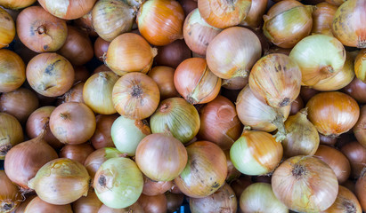 Pile of bio onions background