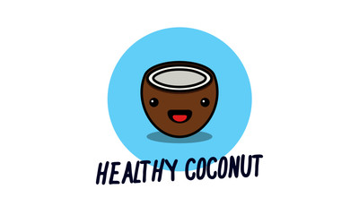 Healthy Coconut with Cute Illustration 