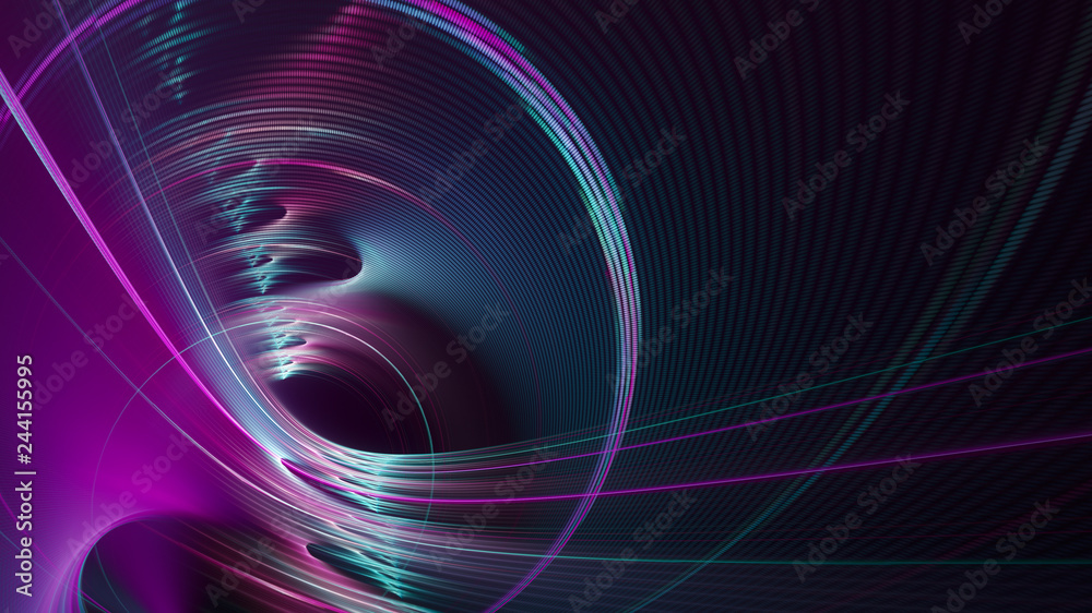 Poster abstract multicolor background element on black. fractal graphics. three-dimensional composition of 