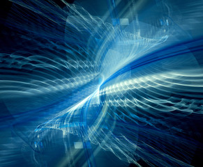 Abstract digital art background. Symmetry composition of curves ands grids. Detailed fractal graphics. Data science and digital technology concept.