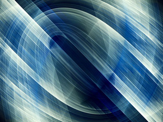 Abstract blue background element on black. Fractal graphics. Three-dimensional composition of glowing lines and mption blur traces. Movement and innovation concept.