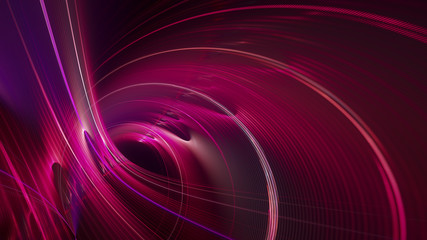Abstract red background element on black. Fractal graphics. Three-dimensional composition of glowing lines and mption blur traces. Movement and innovation concept.