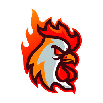 rooster hot chicken esport logo mascot template vector illustration