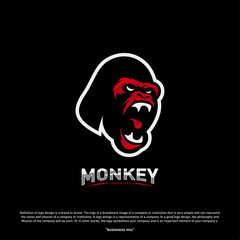 Obraz premium Monkey Gorilla Esport gaming mascot logo template Vector. Modern Head Monkey Logo Vector