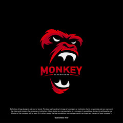 Monkey Gorilla Esport gaming mascot logo template Vector. Modern Head Monkey Logo Vector © Top Studio
