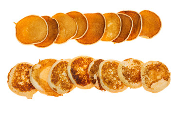 stack of pancakes isolated on white background