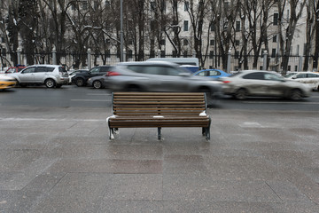 lonely bench in the city center