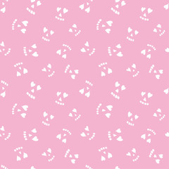 Black heart shaped eyes skull background.Seamless pattern.Vector. ハートの目のドクロパターン