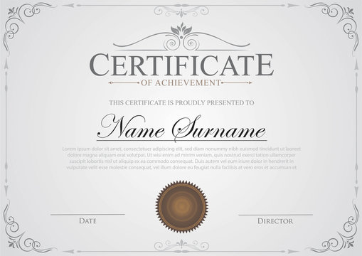 Certificate template gray color background