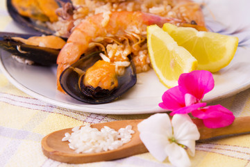 Tasty seafood dish – Paella a la marinera