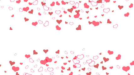 Red on White fond Vector. Red hearts of confetti crumbled. The idea of wallpaper design, textiles, packaging, printing, holiday invitation for Valentine's Day. Stylish background.