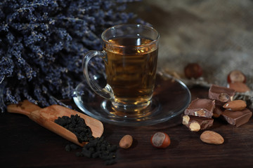 Brewed tea on a serving table