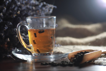 Brewed tea on a serving table