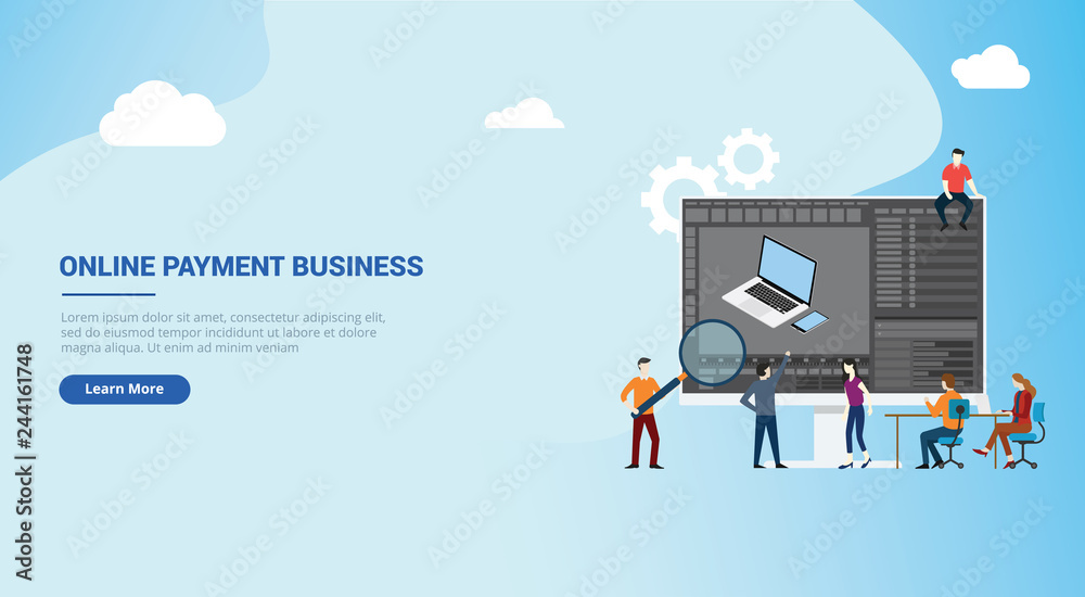 Poster website design landing page ui for 3d modeling object development software team working together on 