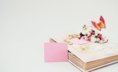 A diary for entries on a white table