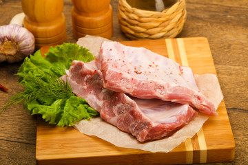 Raw pork ribs