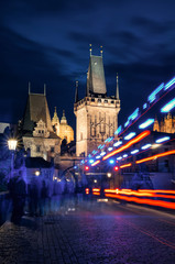 Fototapeta premium View of Prague. Night view of Charles Bridge