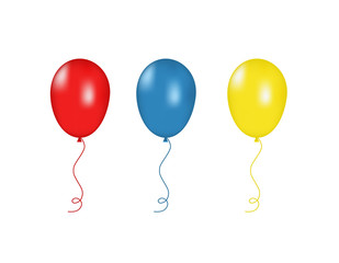 Red, blue and yellow balloons isolated. Vector illustration