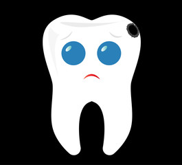 Sad tooth vector illustration, tooth character logo