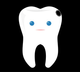 Surprized tooth vector illustration, tooth character logo