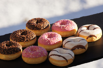 Bunte Donuts Freisteller Nahaufnahme