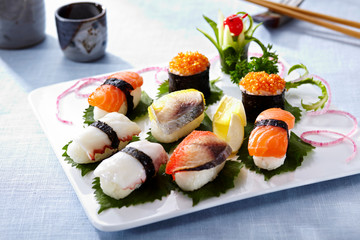 Delicious Japanese cuisine, sushi platter
