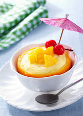 Delicious dessert, steamed egg of orange