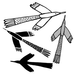 Vector design with stylized birds.