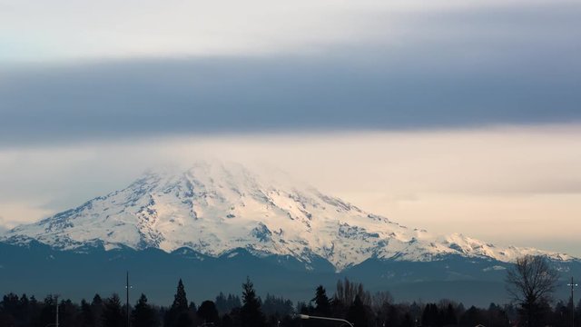 Clouds over Mount Rainier Timelapse 4k