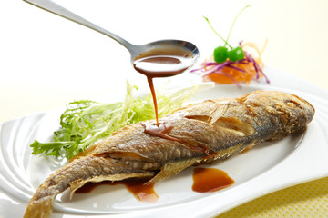 Delicious Chinese cuisine, fried yellow fish