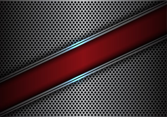 Abstract red slash banner on silver line circle mesh design modern futuristic background vector illustration.