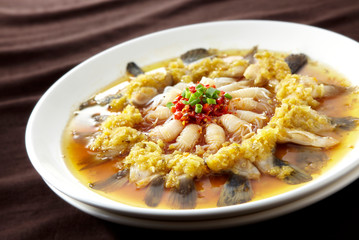 Delicious Chinese cuisine, steamed fish tail