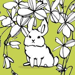 Collection of some cute rabbits, hand draw illustration. Draw vector illustration set character design of cute rabbit.